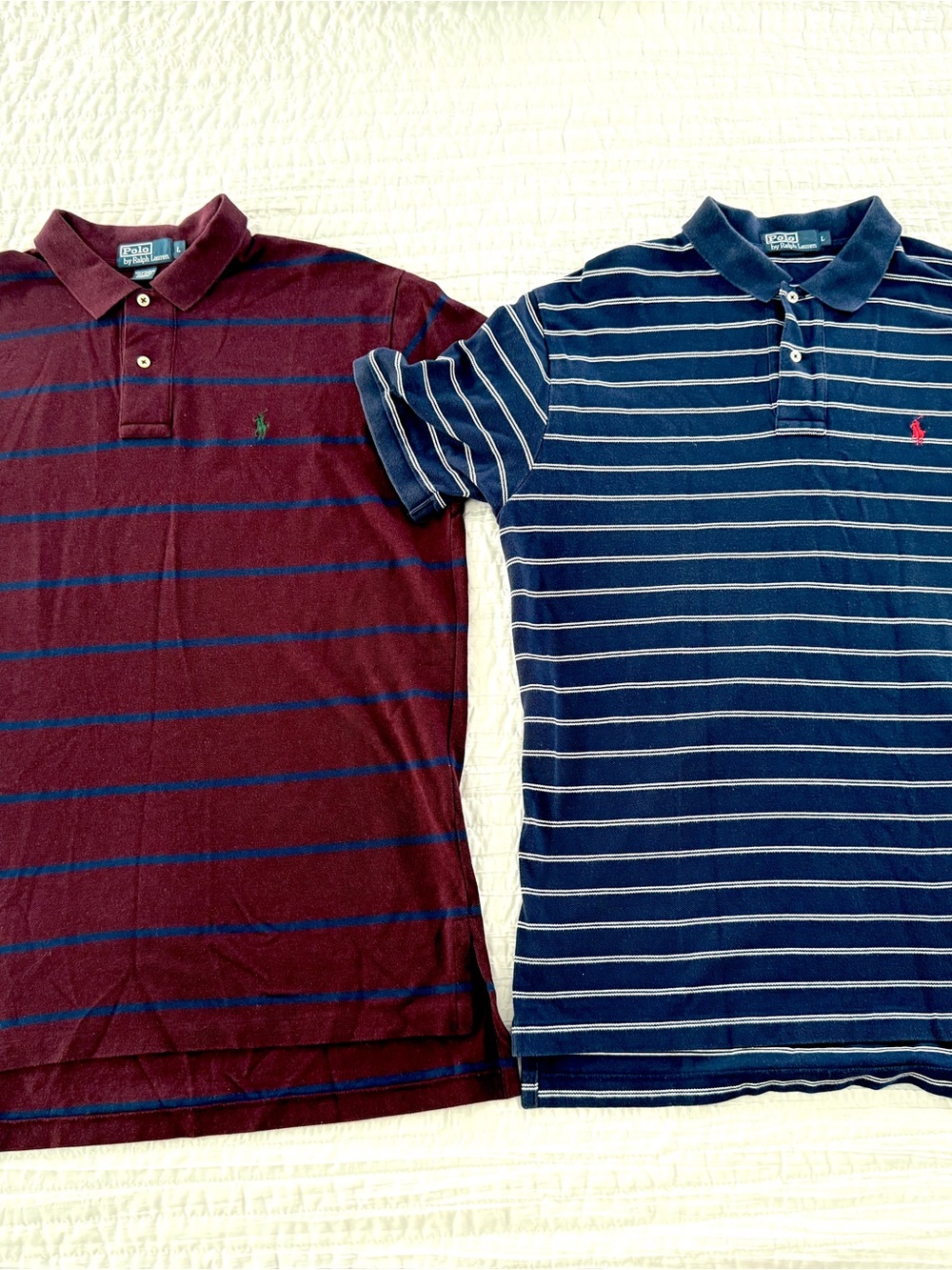 Ralph Lauren Men’s Striped Polo Duo - Burgundy & Navy
